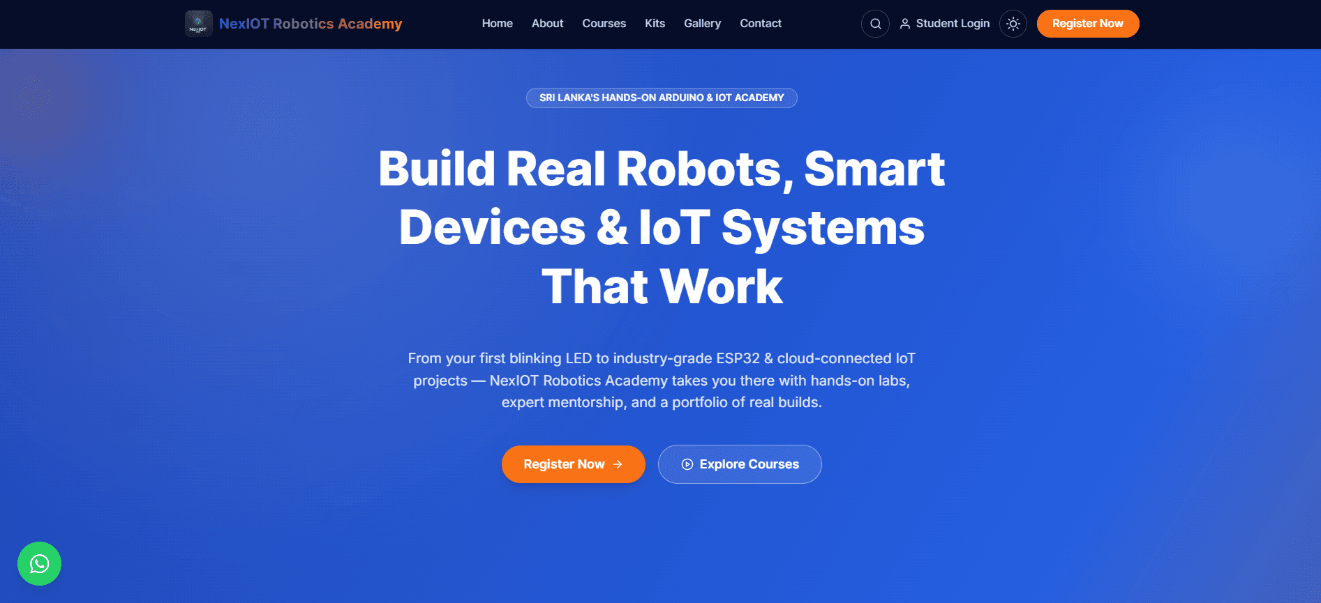 Public landing page — courses, kits, and registration entry points